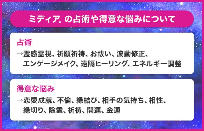 ミディア．先生はどんな占い師？用いる占術は？