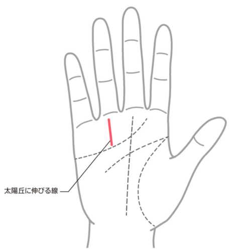晩年お金に困らない手相②：太陽線がはっきりしている