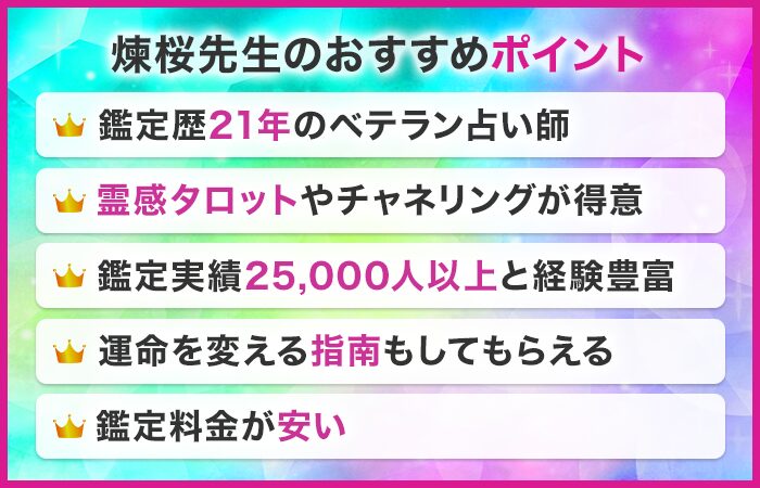 煉桜先生のおすすめポイント