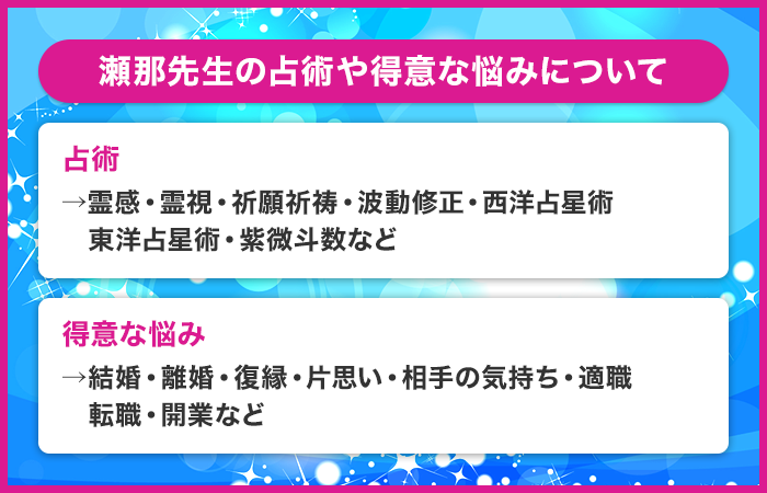 瀬那先生の鑑定の特徴や占術