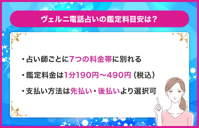 ヴェルニ電話占いの鑑定料目安は？