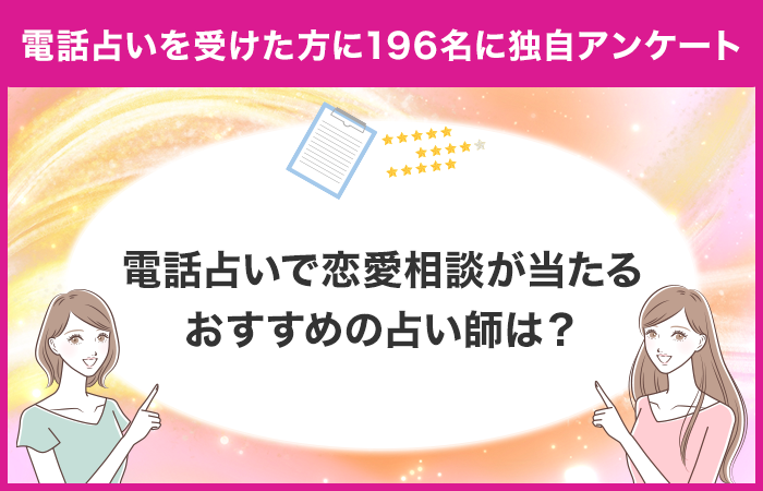 電話占いで恋愛関連の占いを受けた方のアンケート！196名が選ぶ恋愛専門の当たる占い師は？