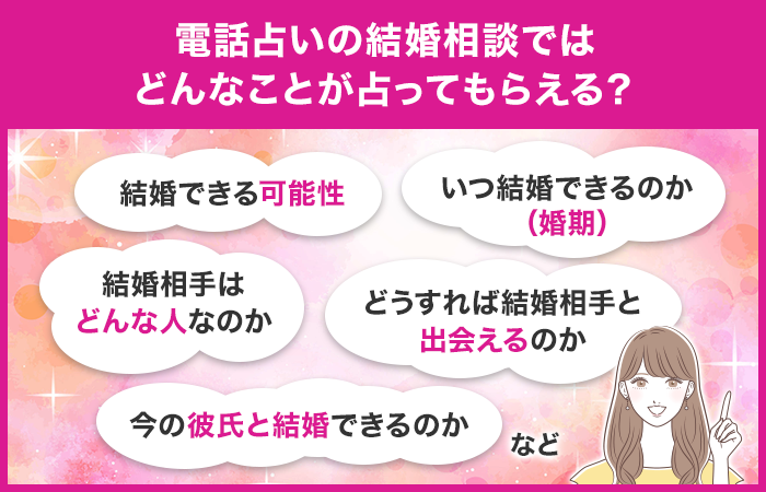 電話占いの結婚相談ではどんなことが占ってもらえる？